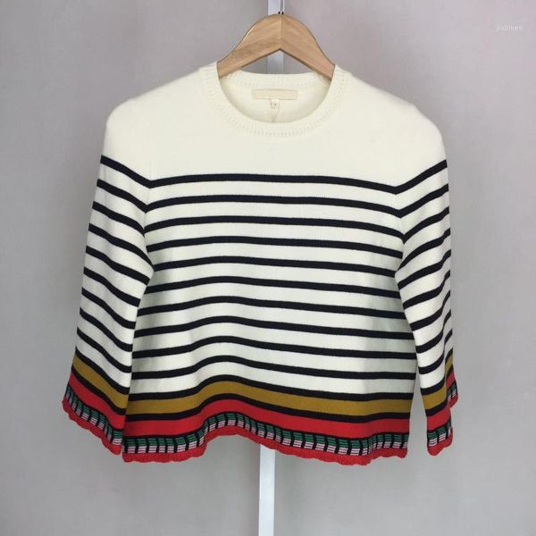 

17 summer literature and art fan chic contrast color stripes knitting shirt montani76161, White;black