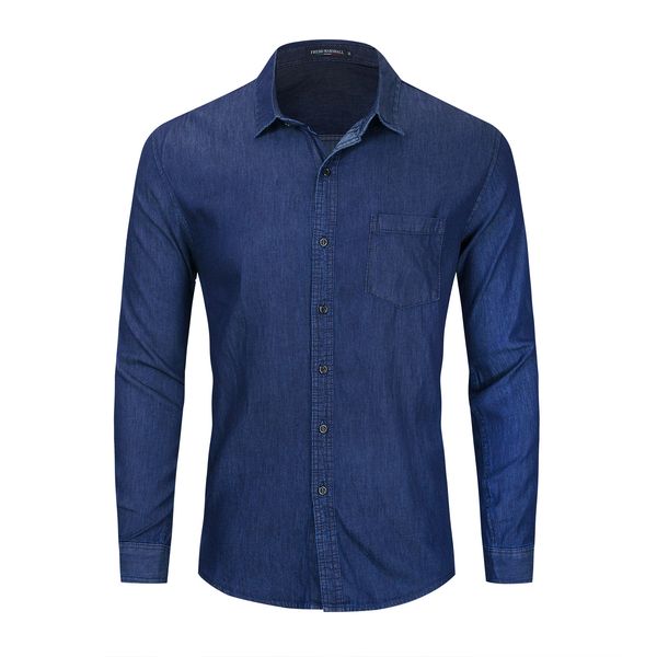 

autumn new fashionable urban loose lapel long sleeves pockets denim shirt cotton currently available 248, White