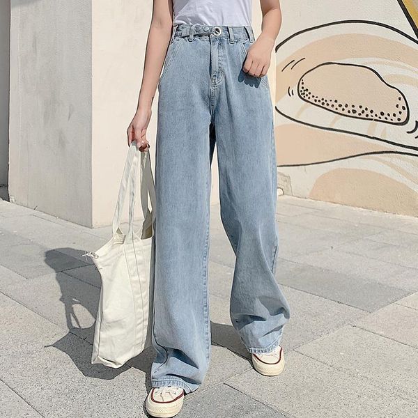 

jeans woman jeans womens high waist wide leg loose pants design pants all-match korean style harajuku straight casua1, Blue