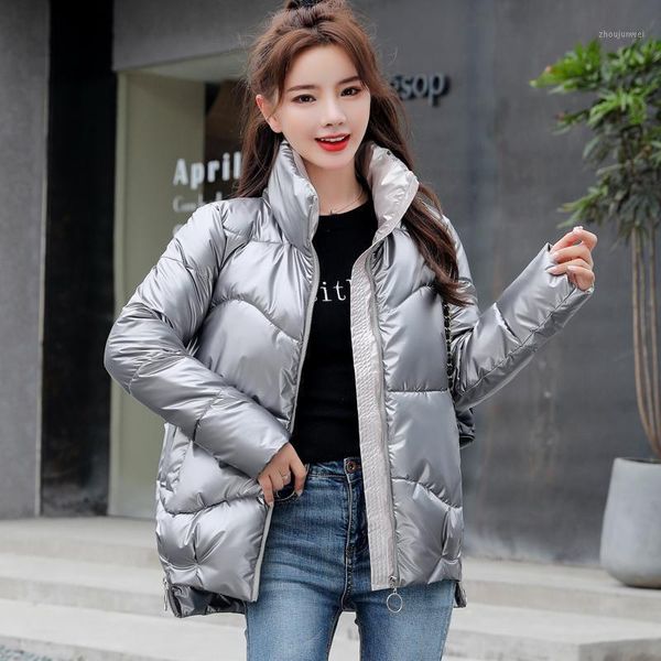

2020 winter new women jacket coats slim parkas female down cotton zipper overcoat thick warm jackets loose casual student coat1, Black
