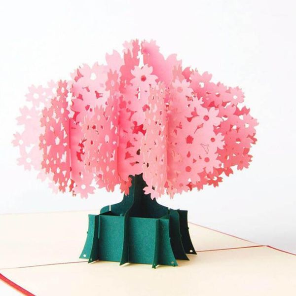 

greeting cards 3d card paper sculpture of cherry blossom creative kids gift christmas decoration supplies invitation card1