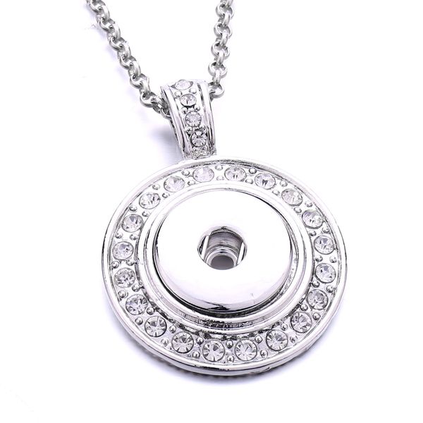 

snap button jewelry rhinestone silver rose gold round shape pendant fit 18mm snaps buttons necklace for women men noosa