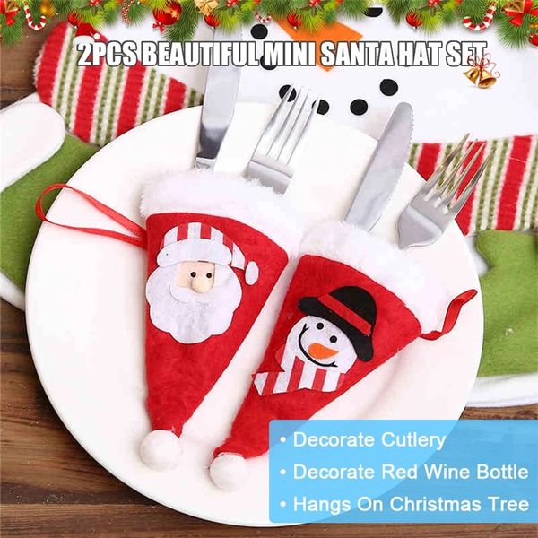 

christmas decor christmas decorative tableware caps cutlery holder knife fork set spoon pocket christmas decor bag