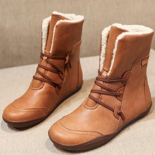 

boots 2021 women winter plush ankle waterproof warm snow platform keep with thicken fur heels botas mujer femme, Black