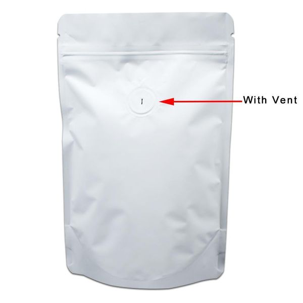 

20pcs lot matte white stand up pure aluminum foil food storage zipper bag mylar coffee beans nuts ziplock bag with vent valve h bbykgu