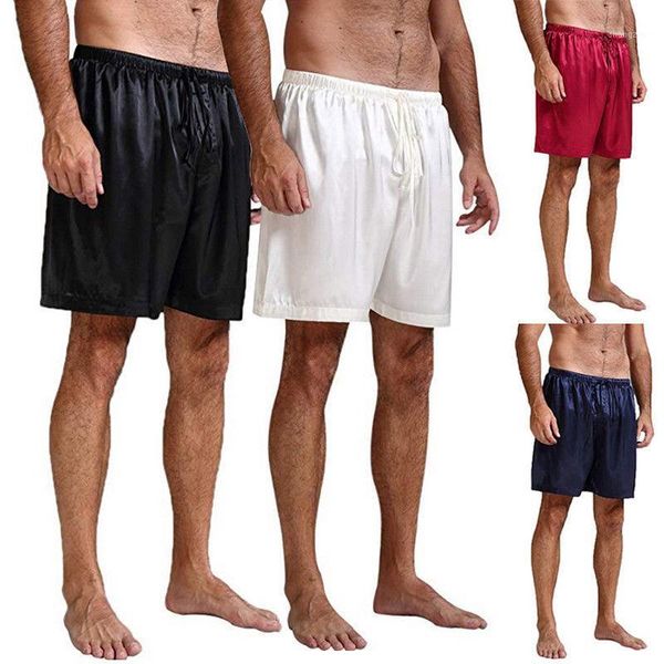 

hirigin mens silk satin pajamas pyjamas shorts lounge beach shorts boxer sleep bottoms s~xl1, Black;brown