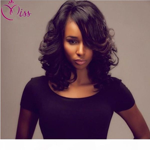 

7a glueless full lace wigs body loose wave full lace human hair wigs for black women malaysian hair lace front wigs, Black;brown