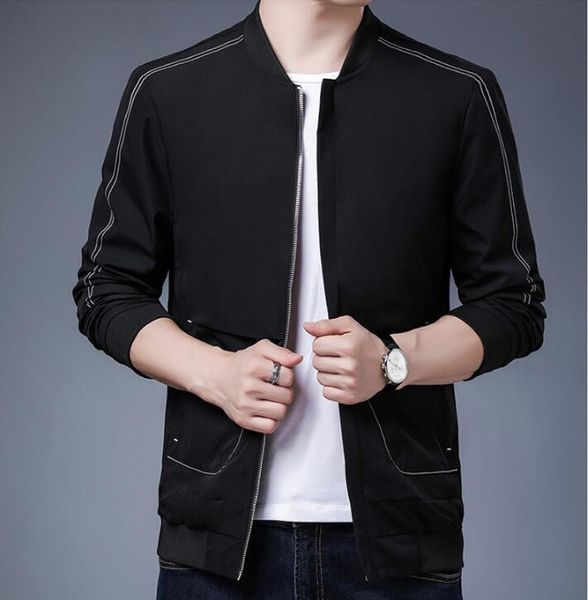 

2021 new men's autumn casual fashion leisure comfortable jacket zipper baseball outwear coat, Black;brown