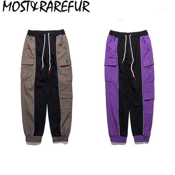 

hip hop dance causal overall pants patchwork thick men pants cargo1, Black