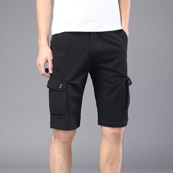 

men's shorts summer outdoor multi-functional casual pants fashionable brand youth loose multi-bag solid color knee length, White;black