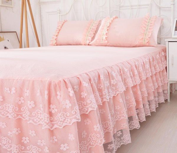 

lace bed skirt ruffled korean style princess bed sets non-slip sheet1