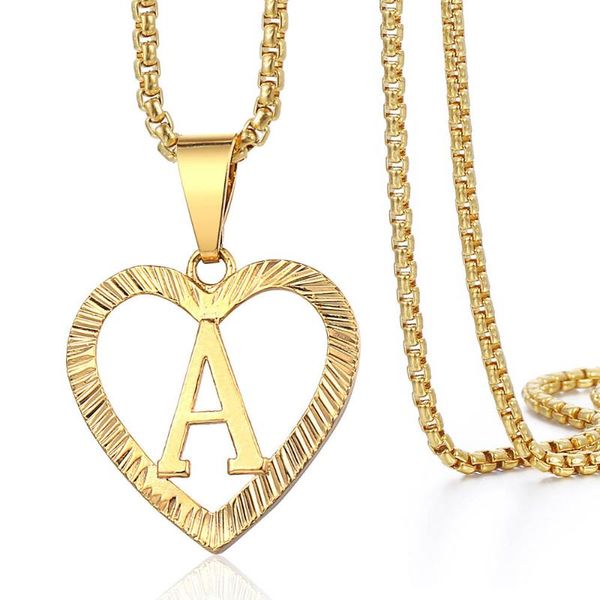 

письмо ожерелье для женщин сердца любви shaped желтого цвета золота ювелирных подарков из нержавеющей стали round box link chain lgp372, Silver