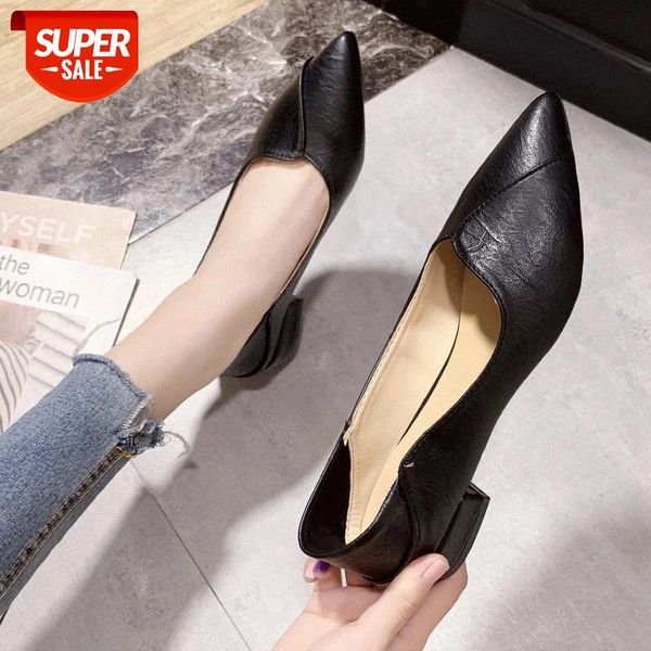 

women's pumps low heels comfort female slip on shoes office pu leather waterproof woman pointed toe shoe ladies footwear new #ue2j