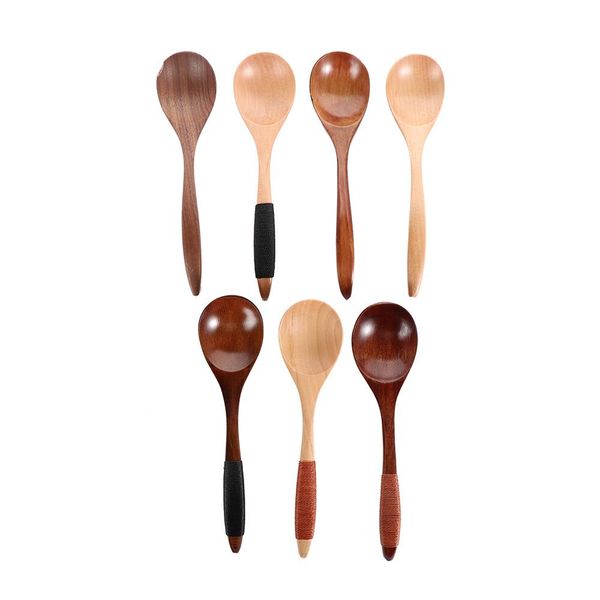 

1pc japanese style wooden spoon lacquer tableware heat resistant wood soup spoon handle kinking style spoon drink soup h wmtxxv