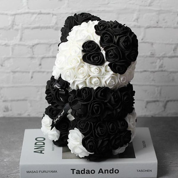 

drop christmas flower and new rose red shipping panda day artificial teddy bear soap valentine's rose present 25cm gift wcwxs