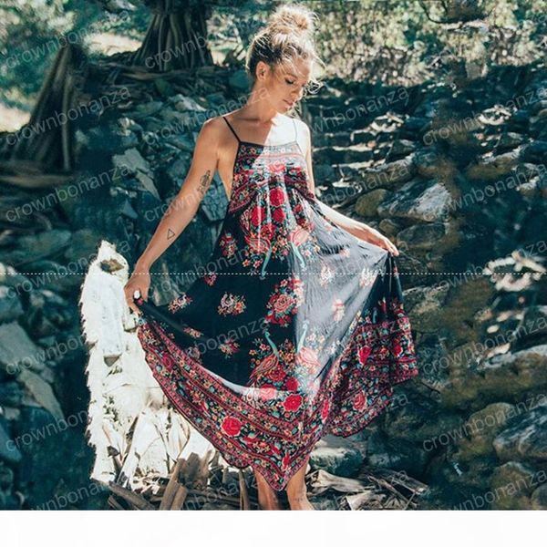 

women off shoulder floral printing dress black peacock print long dress strap holiday boho beach dress, Black;gray