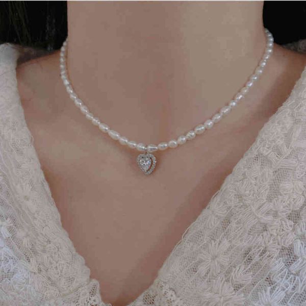

natural freshwater pearl choker necklace fold copper pendant necklaces for women wedding party birthday gift, Silver