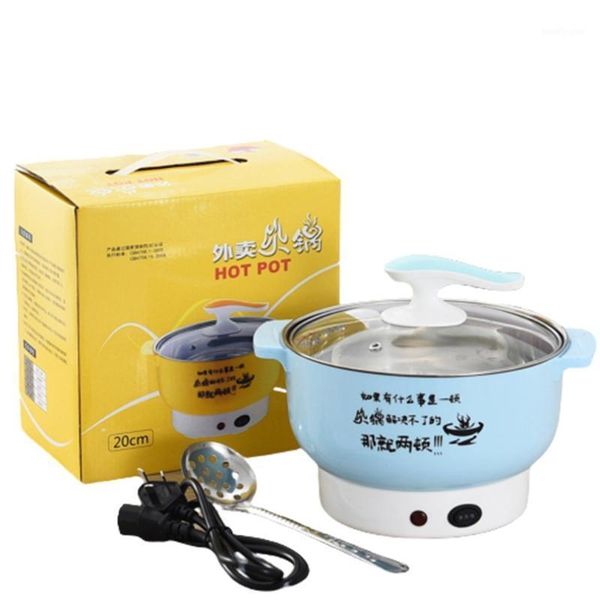 

electric skillets multifunctional cooker mini heating pan stainless steel pot noodles rice steamer steamed eggs soup 2l1