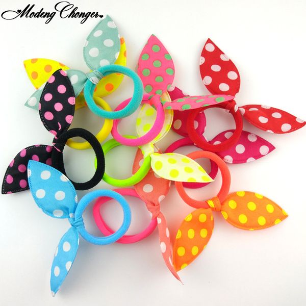 

10pcs cute polka dot bow kids rabbit ears band tie headband girl scrunchy children ponytail headwear hair accessories