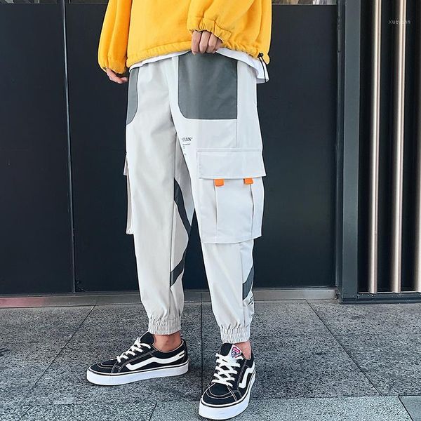 

uyuk2019 fall casual and baggy fashion trend is a collection of multi-pocket men's haren pants with legs tied homme1, Black