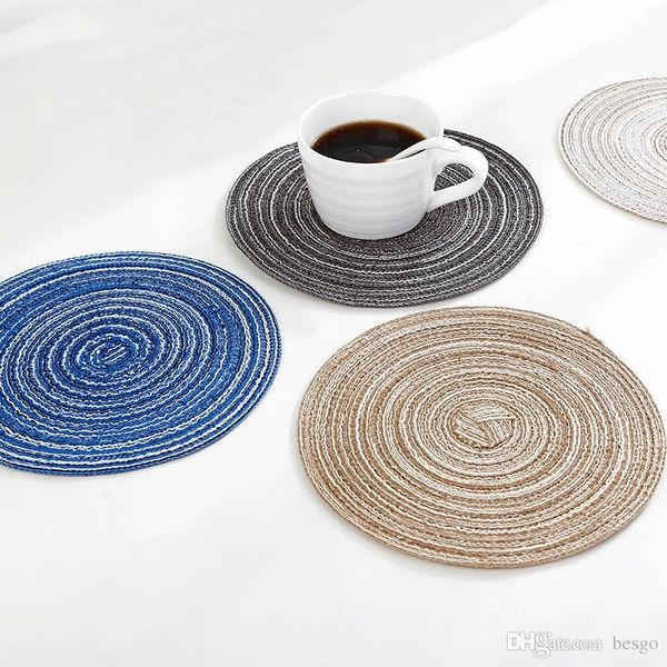 

non-slip round placemat table mat cotton linen weave bowl mat insulation heat pad anti-scalding cup holder home kitchen supplies vt0341