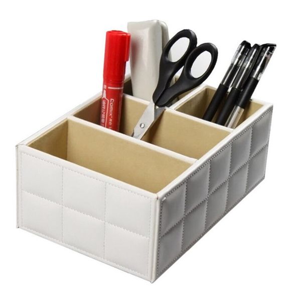 

new pu leather mobile phone remote control holder box desk accessories tidy cosmetics storage container for home office
