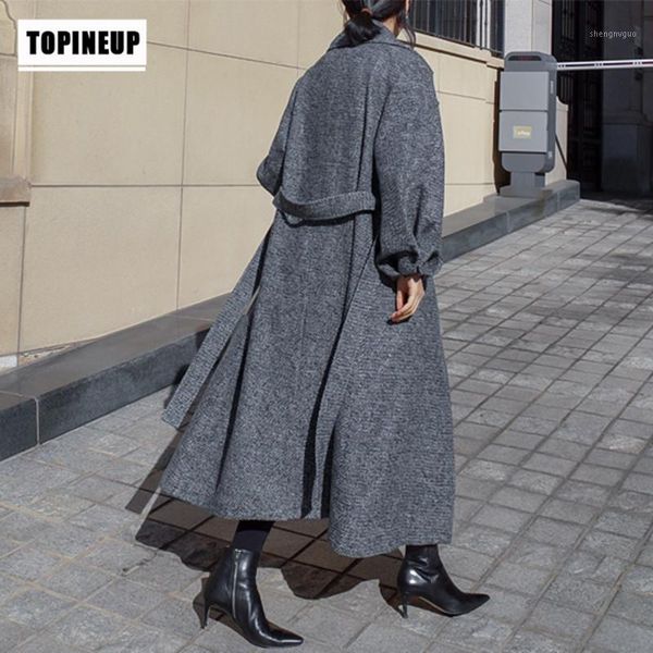 

2019 new lapel long large size striped woolen coat oose long type coat over the knees jacket for women large size1, Black