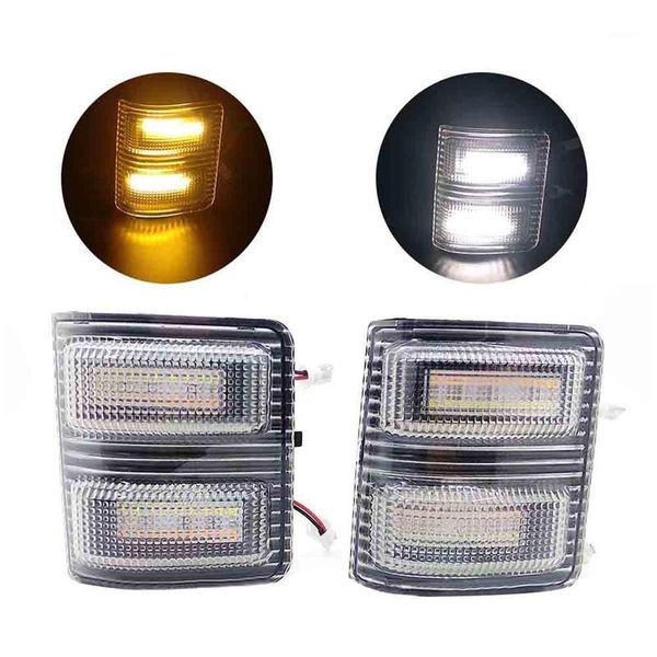 

emergency lights rearview mirror lamp yellow and white double light smoked side led signal for f250 f350 f450 super duty1