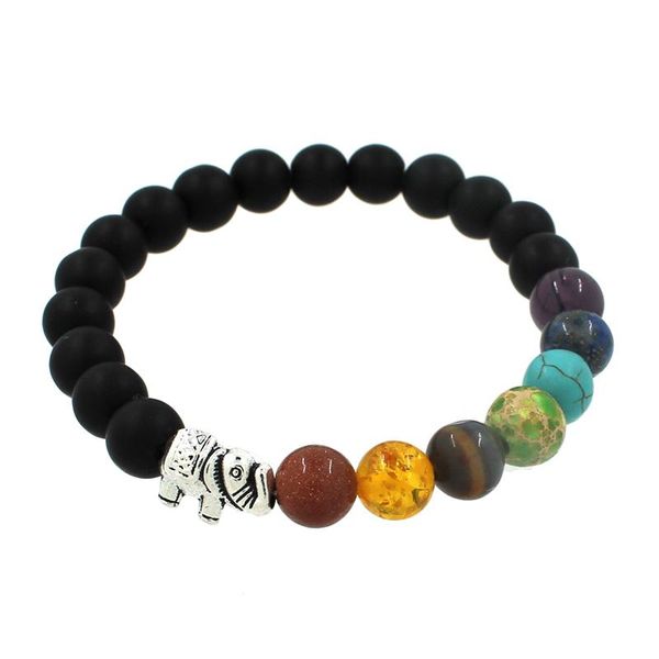 

new arrival lava matte stone beads 7 chakra healing balance elephant bracelets feminino yoga reiki prayer male female bracelet bbyiyc