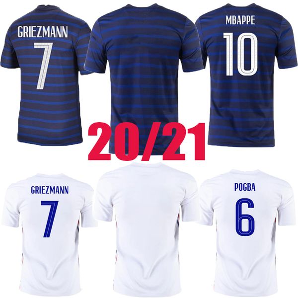 

новейшие 2020 2021 mbappe griezmann pogba giroud kante jersey 20 21 футбол футбол футболки maillot de ohot, Black