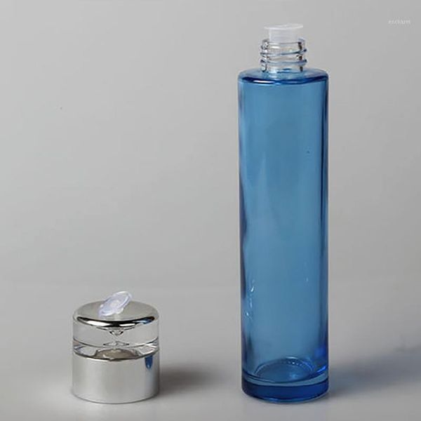 

wholesale cosmetic bottle 4oz empty blue 120ml glass with gold/silver lid1