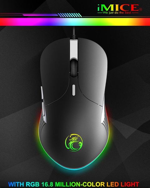 

imice x6 6400dpi/3200dpi high configuration mouse usb wired gaming mouse for notebook pc 16 million rgb backlit macro