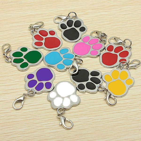 

brand pet name cat 8 ring colors id card keychain puppy paw print pendant key holder wholesale dog tag