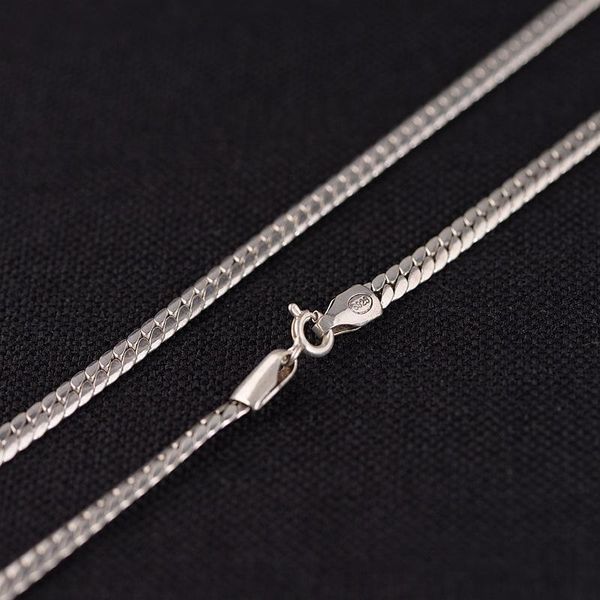 

chains fnj 2mm flat snake chain necklaces 925 silver 45cm to 50cm fine original s925 women men necklace for jewelry making