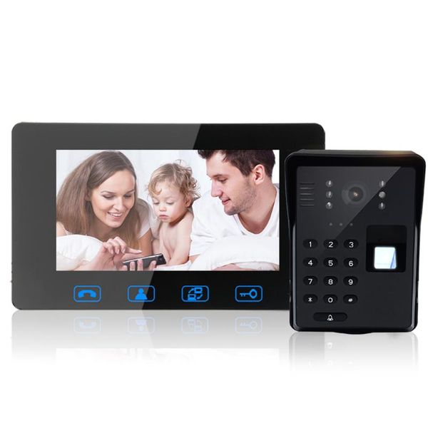 

video door phones 7 inch wired fingerprint rfid password phone doorbell intercom system with ir night vision monitor
