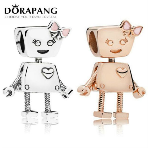 

2021 new 100% 925 sterling silver new robot beaded rose gold wildflower grassland charm golden sunlight beads heart shape beads, Black