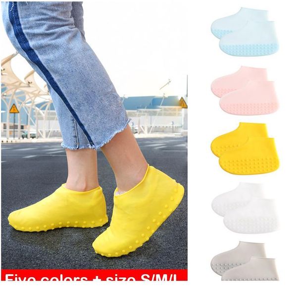 

1 pair of waterproof shoe covers reusable shoe covers sile rain boots outdoor fishing non-slip shoe covers children sqcsmp