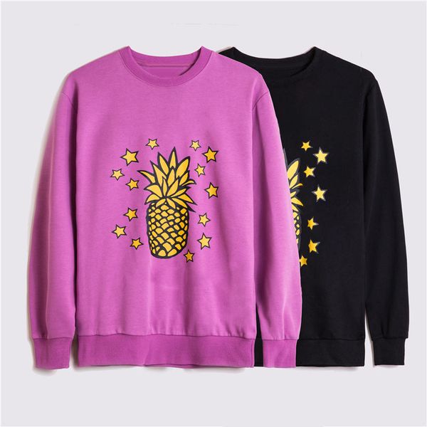 

fashion men sweatshirt mens womens autumn winter long sleeve hoodie sweatshirts 20ss vintage cozy pullover pineapple stars sweat shirt, Black