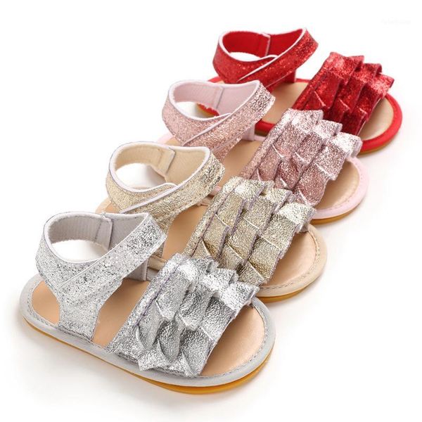 

2020 summer new baby girls sandals fashion folds princess girls flats shoes soft sole baby first walkers summer shoes1, Black;red