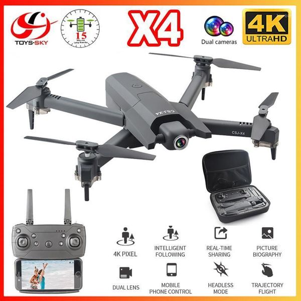 

csj x4 rc drone with dual camera 4k hd wifi fpv wide angle optical flow professional foldable helicopter quadrocopter boy toys1