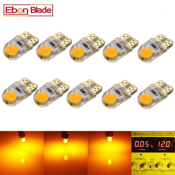 

emergency lights 10pcs w5w t10 194 168 led amber white red cob bulb for car interior light auto side marker turn lamp 12v automotive1