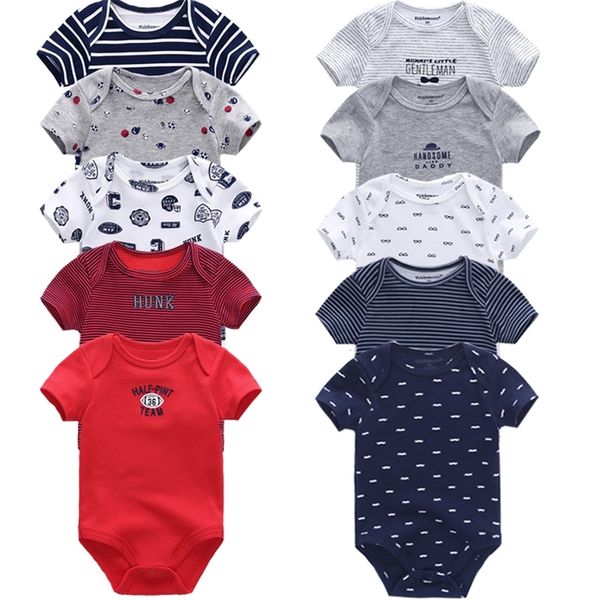

5pcs/lot baby rompers 2020 short sleeve 100%cotton overalls newborn clothes roupas de bebe boys girls jumpsuit&clothing y200623, Blue