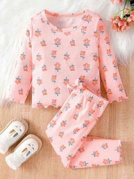 

baby allover floral print tee and knot front pants she, Blue