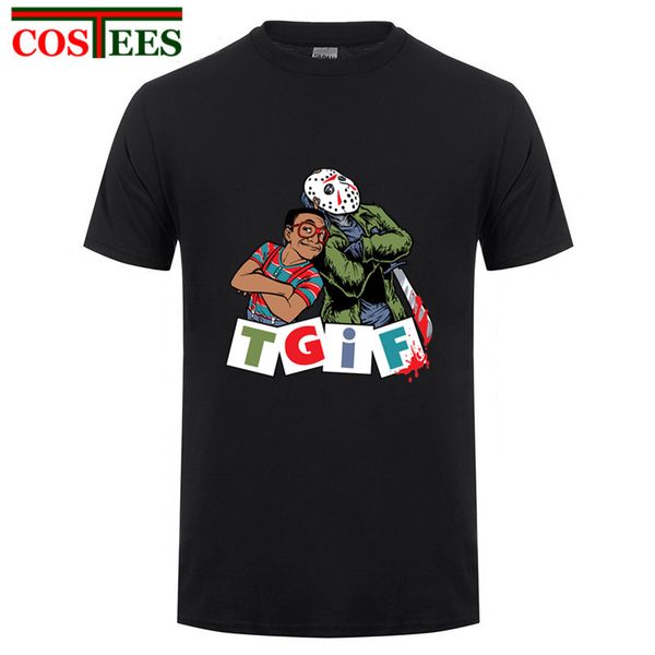 

sport horror movie tgif13 harajuku tee halloween t-shirt jason freddy maskup t shirt men texas chainsaw the massacre machine tee shirt
