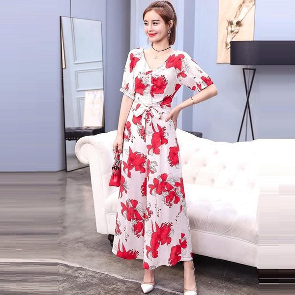 

crop and pant sets 2018 new summer runway elegant 2 piece set women blouse floral print wide leg pants suits1, White