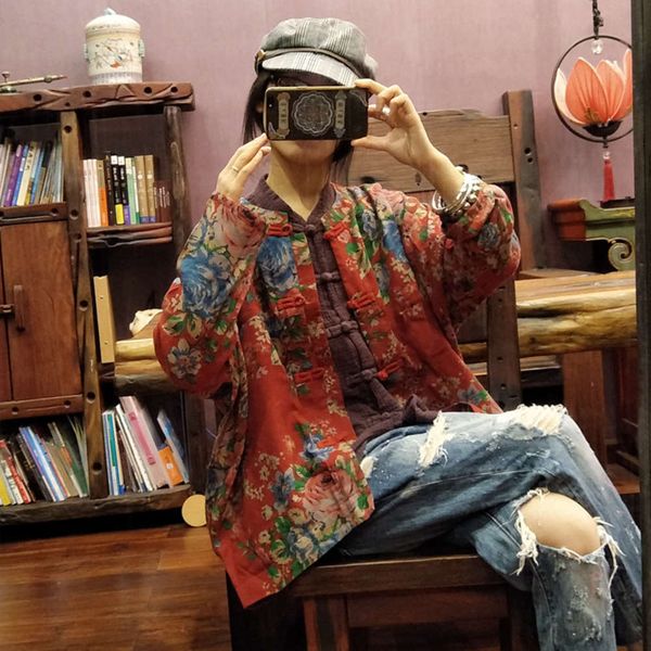 

2019 luogu clay big flower double breasted thin coat 1507, White