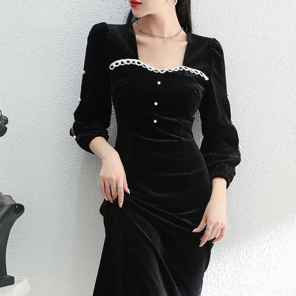 

women dresses party pleuche long sleeve winter autumn mini dresses black hollow out ribbon slim vestidos dr0021, Black;gray