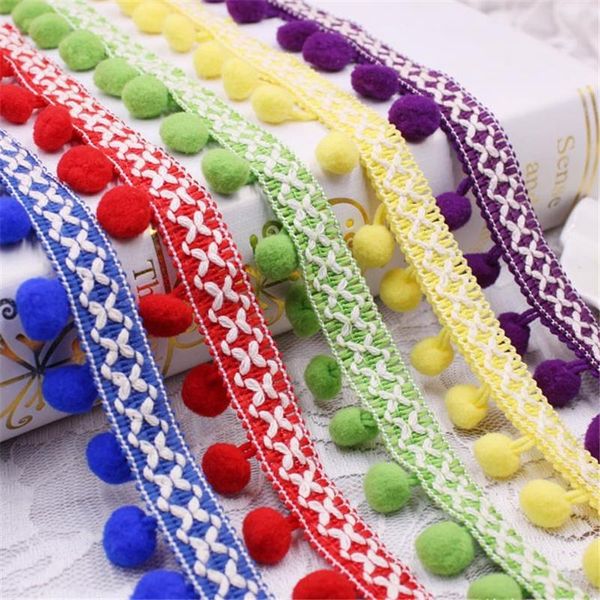 

1 ярдов кружевные ленты шитья аксессуары pom pom tassel pompoms trim ball bringe вышивка одежда кружевная ткань ручной работы аксессуар h wm