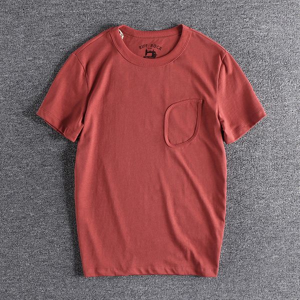 

2021 new men clothing patch decoration solid color retro pure cotton short-sleeved summer men's classic round neck t-shirt male goth te, White;black