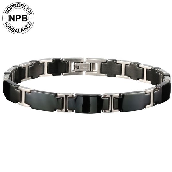 

noproblem 065 3000 ions balance ceramic beads power therapy choker punk fitness tourmaline germanium charms men's bracelet y200730, Black
